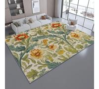 AUWUUA William Morris Vintage Fleurs Tapis de Chambre 180x275cm Lavable en Machine Doux Tapis Antidérapant à Poils Courts Imprimé Doux Moquette pour Salon Salle a Manger Cuisine Paillasson Entree