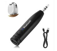 Aux Adaptateur Bluetooth Voiture 5.3, Audio Jack 3.5mm Appels Mains Libres | Double Connexion Mic Puissant Port de Chargement USB-C pour TV/Avion/Stéréo Domestique/Voiture