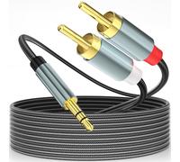 Aux Audio Cable RCA to 3.5mm Jack,3.5mm Jack to 2 RCA Y Cable for TV,PC,Mobile Phone,MP3 Player,Speakers,HiFi Channels,Home Theater,Car Radio,Tablet,Amplifier,Soundbar (2m)