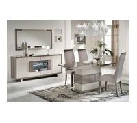 AUXANE - Pack Séjour Table Allongeable + Buffet 4P Led Gris Métallisé et Mat - Altobuy Gris