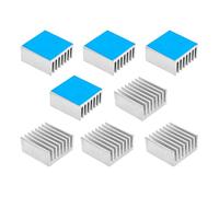 AUXBC Lot de 8 dissipateurs thermiques en aluminium argenté 20 mm x 20 mm x 10 mm avec ruban adhésif conducteur thermique pour module de circuit imprimé électronique LED CPU GPU