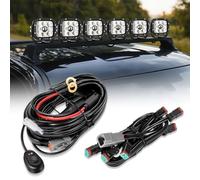 Auxbeam Kit de faisceau de câblage pour feux tout-terrain LED tout-terrain, interrupteur marche/arrêt étanche, relais d'alimentation 12 V, faisceau de câblage d'extension 40 A, fusible à lame 2
