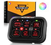 Auxbeam Panneau d'interrupteur à 6 interrupteurs RA60 à bascule momentanée RVB à intensité variable Panneau multifonction relais statique intégré Contrôle marin étanche pour voiture bateau