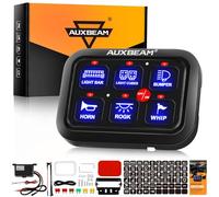Auxbeam Panneau d'interrupteurs BC60 à 6 interrupteurs universels avec interrupteur LED marche/arrêt automatique à intensité variable pour voiture, pickup, camion, VUTT, VTT, bateau, bleu