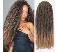 Auxemuen 20 Inch Marley Twist Braiding Hair 3Packs Senegalese Kinky Cuban Marley Twist Afro Kinky Curly Crochet Braids Synthetic Natural Hair Extensions for Women (T27)