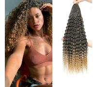 Auxemuen 8Packs Curly Crochet Braiding Hair 16Inch Pre Looped Bohemian Deep Wave Braiding Hair Ocean Wave Crochet Hair Soft Synthetic Curly Water Wave Crochet Braids for Women (1B/27)