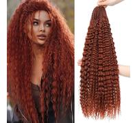 Auxemuen 8Packs Curly Crochet Braiding Hair 22Inch Pre Looped Bohemian Deep Wave Braiding Hair Ocean Wave Crochet Hair Soft Synthetic Curly Water Wave Crochet Braids for Women (350#)