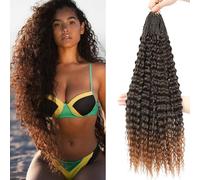 Auxemuen 8Packs Curly Crochet Braiding Hair 30Inch Pre Looped Bohemian Deep Wave Braiding Hair Ocean Wave Crochet Hair Soft Synthetic Curly Water Wave Crochet Braids for Women (1B/30)