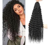 Auxemuen 8Packs Curly Crochet Braiding Hair 30Inch Pre Looped Bohemian Deep Wave Braiding Hair Ocean Wave Crochet Hair Soft Synthetic Curly Water Wave Crochet Braids for Women (1B)