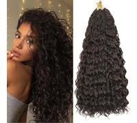 Auxemuen Pre Looped Ocean Wave Crochet Hair 8 Packs Boho Ocean Braids Short Curly Crochet Hair Pre Twisted Synthetic Deep Wavy Crochets Hairs for Women (4#, 18 Inch)