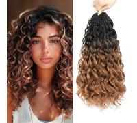 Auxemuen Pre Looped Ocean Wave Crochet Hair 8 Packs Boho Ocean Braids Short Curly Crochet Hair Pre Twisted Synthetic Deep Wavy Crochets Hairs for Women (1B/30, 14 Inch)