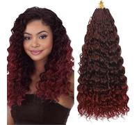 Auxemuen Pre Looped Ocean Wave Crochet Hair 8 Packs Boho Ocean Braids Short Curly Crochet Hair Pre Twisted Synthetic Deep Wavy Crochets Hairs for Women (TBUG, 18 Inch)