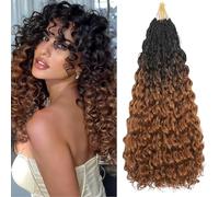 Auxemuen Pre Looped Ocean Wave Crochet Hair 8 Packs Boho Ocean Braids Short Curly Crochet Hair Pre Twisted Synthetic Deep Wavy Crochets Hairs for Women (1B/30, 18 Inch)