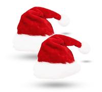AUXHCYL Bonnet de Noel 2 Pièces, Peluche Bonnet Pere Noel Adulte Adulte Rouge et Blanc Chapeau Parfait pour Les Fêtes de Noël Chapeau de Noël Pour Femme/Homme/Enfant