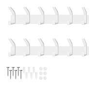 AUXHCYL Porte Manteau Mural sans Percage, 2 Patere Murale pour Chambre à Coucher, Salle de Bain et Cuisine, Porte-Manteau Mural pour Vestes, Manteaux, Sacs, Chapeaux et Écharpes (Blanc, 6 Crochets)