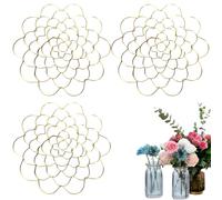 Auxiliaryn Stainless Steel Floral Grid Organizer, Flower Arrangement Holder, Reusable Flower Arrangement Holder for Vase Stems Bouquets (3Pcs*Glod,7 inches)