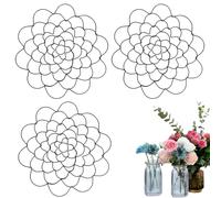 Auxiliaryn Stainless Steel Floral Grid Organizer, Flower Arrangement Holder, Reusable Flower Arrangement Holder for Vase Stems Bouquets (3Pcs*Black,7 inches)