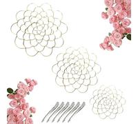 Auxiliaryn Stainless Steel Floral Grid Organizer, Flower Grid for Vase, Flower Arrangement Holder, Flower Frogs for Arrangements Vase, Reusable Floral Grid for Vase Stems Bouquet (Gold - 4+5+6in)