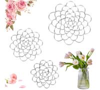 Auxiliaryn Stainless Steel Floral Grid Organizer, Plant Flowers Stem Grid Holder Insert, Flower Arrangement Holder for Arrangements Vase,Reusable Floral Grid for Vase (3pcs Silver-Mix)