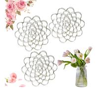 Auxiliaryn Stainless Steel Floral Grid Organizer, Plant Flowers Stem Grid Holder Insert, Flower Arrangement Holder for Arrangements Vase,Reusable Floral Grid for Vase (3pcs Gold-4 inches)