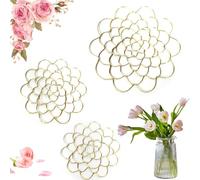 Auxiliaryn Stainless Steel Floral Grid Organizer, Plant Flowers Stem Grid Holder Insert, Flower Arrangement Holder for Arrangements Vase,Reusable Floral Grid for Vase (3pcs Gold-Mix)