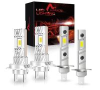 AUXIRACER Ampoule H1+H7 LED, 100W H1+H7 LED Lampes de Phares Voiture, 6500K Lumière Blanche, Format Mini 1:1, 60000+ Heures De Vie, 9-24V Plug and Play, 4 Pièces