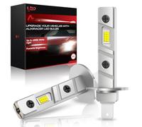 AUXIRACER H1 LED sans Polarité,30000LM 50W 6000K Blanche Phares LED H1 Voiture,Remplacement Halogène pour Feux de Route et de Croisement,Mini Kits Universels d'ampoules H1 IP68 Étanche,2 Pièces