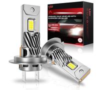 AUXIRACER H7 LED Sans Polarité,30000LM 100W 6000K Blanche Phares LED H7 Voiture,Remplacement Halogène pour Feux de Route et de Croisement,Mini Kits Universels d'ampoules H7 IP68 Étanche,2 Pièces