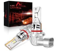 AUXIRACER HB3 LED, 30000LM 6500K Blanc 100W Ampoule LED HB3/9005 600% Brillant Mini Format 1:1 Plug and Play 12V Lampe pour phares de voiture et moto 2 pièces