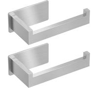 Auxmir 2PCS Porte Papier Toilette sans Perçage, SUS304 Acier Inoxydable Antibactérien, Support Papier Toilette Mural Fixation Adhésive pour Salle de Bain et Cuisine(Verre, Carrelage, Marbre), Argent