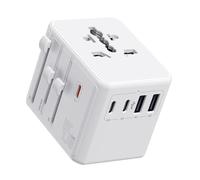 Auxmir Adaptateur Prise Universelle, Adaptateur Voyage International avec 3 USB-C et 2 USB-A(PD 45W), Adaptateur Universel de Voyage France vers USA, UK, EU, AU(212 Pays), Blanc