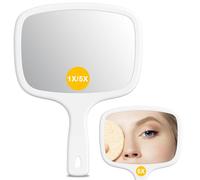 Auxmir Miroir à Main Double Face, Miroir Grossissant 1X/5X, Miroir de Maquillage, Miroir à Main avec Poignée Confortable, Miroir de Voyage Portable à Suspendre pour Maquillage, Bureau, Rasage