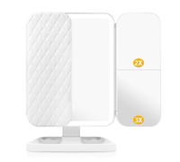 Auxmir Miroir de Maquillage, 1x /2x/3x Miroir de Maquillage à Trois Volets avec 52 Lumières LED et Miroir Coiffeuse LED 2000mAh, Miroir Réglable à écran Tactile Miroirs de Comptoir Cosmétiques