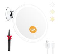 Auxmir Miroir Grossissant 20X Lumineux à Ventouse, Rechargeable USB