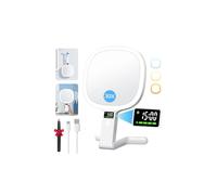 Auxmir Miroir Grossissant Double Face 1X/30X, Affichage LED et Commande Double, Miroir Maquillage Grossissant 2500mAh, 3 Couleurs Éclairage, Mirroir LED avec Pince à Épiler pour Voyage/Bureau/Chambre