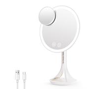 Auxmir Miroir Maquillage Lumineux, 2000mAh Rechargeable, Miroir Grossissant sur Pied, 3 Couleurs, Mirroir de Table Ecran Tactile, Mirroir Maquilleur Lumineux pour Bureau, Chambre, Cadeau de Noël