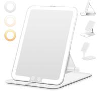 Auxmir Miroir Maquillage Lumineux avec 72 LED, USB Rechargeble, Mirroir Super HD avec Écran Tactile, Miroir Coiffeuse LED avec 3 Couleurs de Lumière pour Voyage et Chambre, Blanc