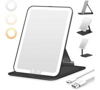 Auxmir Miroir Maquillage Lumineux avec 72 LED, USB Rechargeble, Mirroir Super HD avec Écran Tactile, Miroir Coiffeuse LED avec 3 Couleurs de Lumière pour Voyage et Chambre, Noir