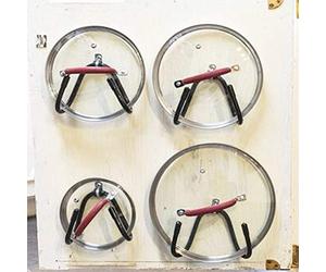 AUXPhome Support mural pour couvercle de casserole pour porte d'armoire/support mural pour couvercles de cuisine - Convient aux couvercles standard de 12,7 à 25,4 cm - Support en métal réglable - Pas