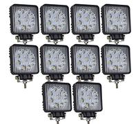 AUXTINGS 10 Pieces 10cm 27W Flood Square Barre Lumineuse LED Lampe de Travail Bar Off Road camions SUV Conduite Feux de Brouillard 12V 24V