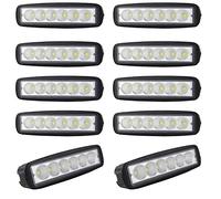 AUXTINGS 10 Pièces 15 cm 18W Flood Barre lumineuse LED Lampe de travail Bar Off Road camions SUV Conduite Feux de Brouillard 12V 24V