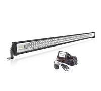 AUXTINGS 127 cm Barre Lumineuse Droite 648W Feux Antibrouillard LED avec 12V télécommande stroboscopique Kit de câblage 6000K 3 Rangées Etanche LED Projecteur pour Voiture Camion Tracteur 4X4,IP67