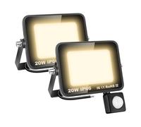 AUXTINGS 2 Pièces 20W Lampe de Sécurité Projecteur à LED Avec Détecteur de Mouvement PIR,2000 Lumens 4000K Blanc Chaud Lumières Exterieur,LED Extérieur étanche pour Jardin,Garage,Véranda,Patio,Cortile