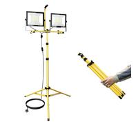 AUXTINGS 2 X 100W Projecteur LED blanc froid avec trépied Projecteur de travail à LED étanche IP66 pour usage intérieur et extérieur, garage, jardin, chantier, 185V-260V