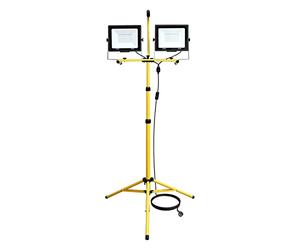 AUXTINGS 2 X 100W Projecteur LED blanc froid avec trépied Projecteur de travail à LED étanche IP66 pour usage intérieur et extérieur, garage, jardin, chantier, 185V-260V