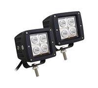 AUXTINGS 2 X 3 pouces 12W Spot LED Barre lumineuse Phares de travail LED Pods Cube Lights Conduire les feux de brouillard avec support de montage pour Off Road Truck Car ATV SUV