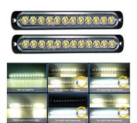 AUXTINGS 2x 12 LED blanc Strobe Avertissement d'urgence lumières,12V 24V mince Clignotant Lumière Bar voiture Barre la lumière Beacon Lumière Pour Car Véhico-véhicule Trailer Caravan Camper Van