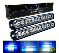AUXTINGS 2x 12 LED Bleu et blanche Strobe Avertissement d'urgence Lumières Ultra mince Clignotant Bar Versière Avertissement Beacon Lumière Pour 12-24V Car Véhico-Véhicule Trailer Caravan Camper Van