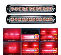 AUXTINGS 2x 12 LED Rouge Strobe Avertissement d'urgence lumières,12V 24V Clignotant Lumière Bar véhicule la lumière Beacon Lumière Pour Car Véhico-véhicule Trailer Caravan Camper Van