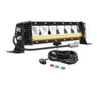 AUXTINGS 33cm 40W Barre lumineuse LED avec DRL ambrés, une rangée de feux tout-terrain 4x4, anti-éblouissement, faisceau combiné IP67 avec kit de câblage pour véhicule camionnette SUV VTT UTV bateau